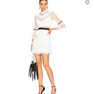 Self-Portrait White Fine Lace Mini Dress Size 2